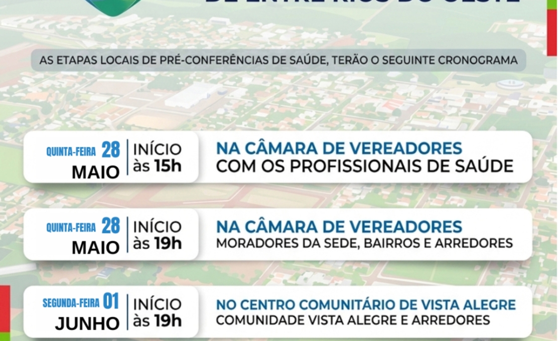 PRÉ-CONFERÊNCIA DA 13ª CONFERÊNCIA MUNICIPAL DE SAÚDE DE ENTRE RIOS DO OEST...