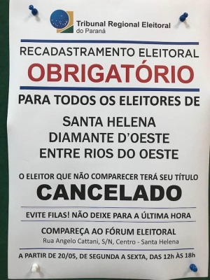 Entre Rios do Oeste vai disponibilizar transporte para eleitores que ainda não fizeram biometria