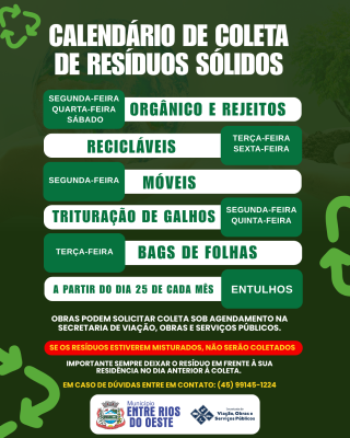 Calendário de Coleta de Resíduos Sólidos